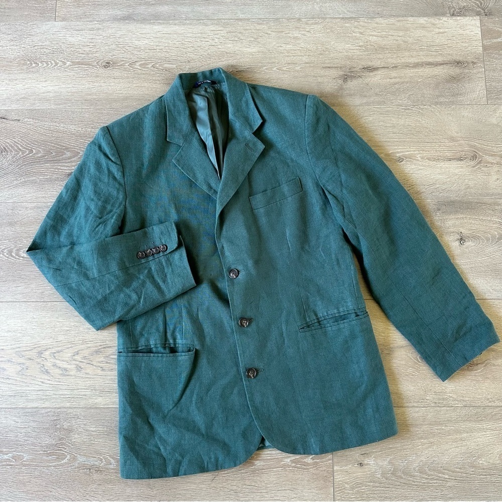 Vintage GAP 100% Linen Forest Green Blazer Jacket